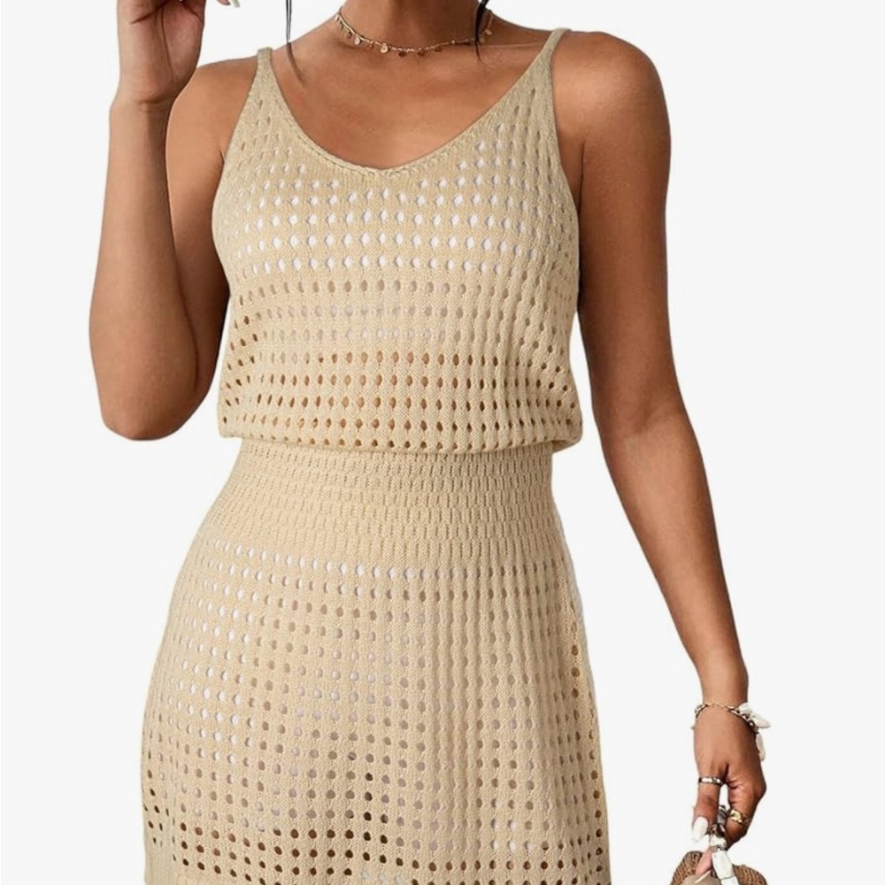 Chic Apricot Knit Swim Cover-Up